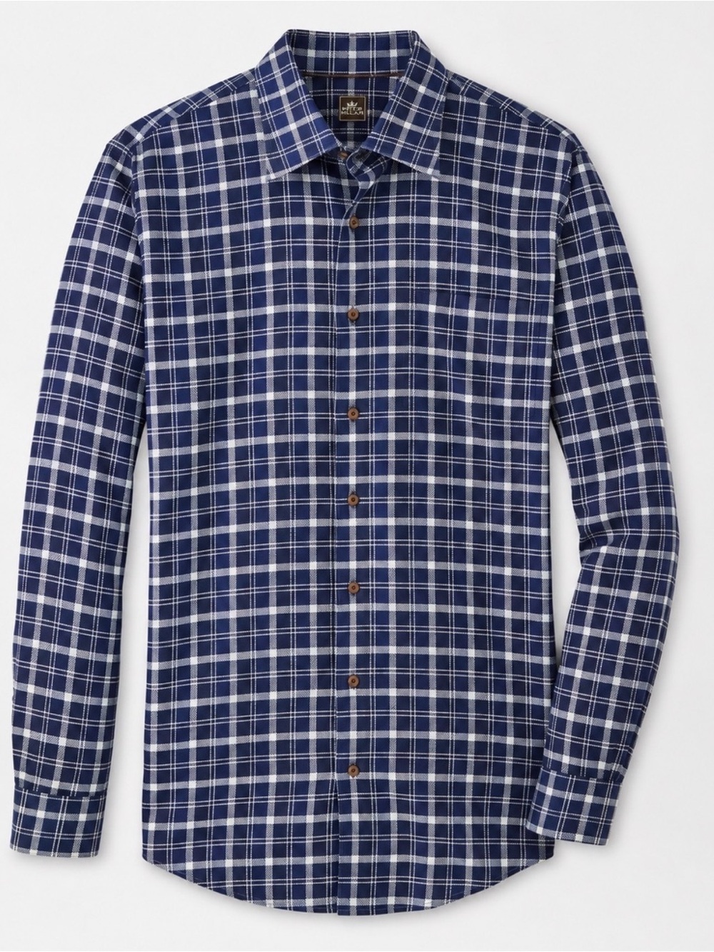 Peter Millar 100% Cotton Blue Plaid Button-Up Shirt